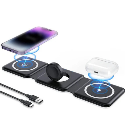S7T Multi-Functional Wireless Charger | 3 in 1 Charger For Your Phone + Smartwatch + Earphones | Fast Charging | Strong Magnetic | Durable & Reliable | Premium Quality | 2 Years Warranty